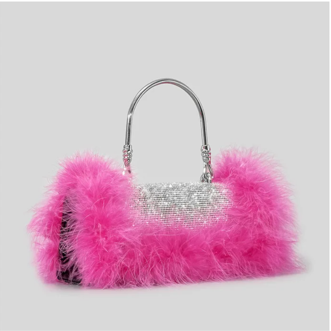 Fur Diamond Clutch Bag