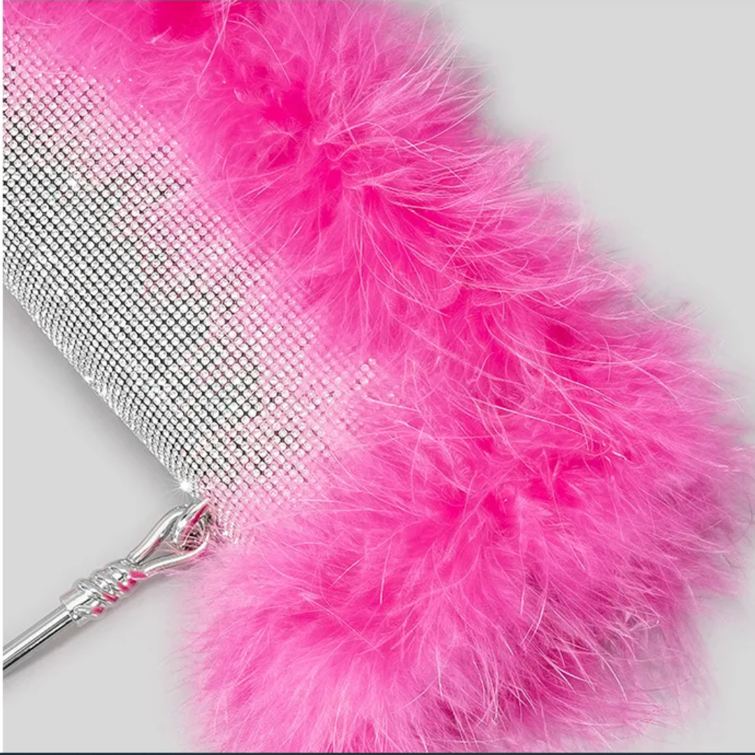 Fur Diamond Clutch Bag