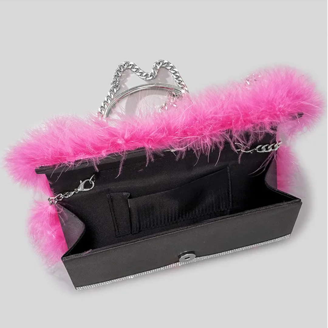 Fur Diamond Clutch Bag