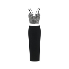 Rhinestone Embellished Top + Bandage Skirt