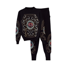 Beaded Embroidery Tracksuit - 2 Piece Set