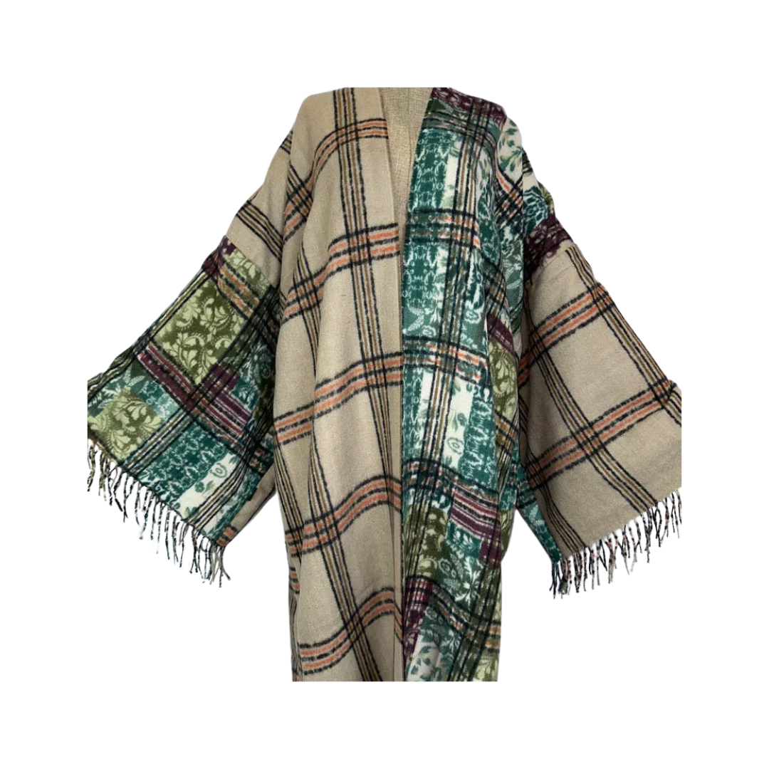 Chic Plaid Fringed Cardigan - WINI