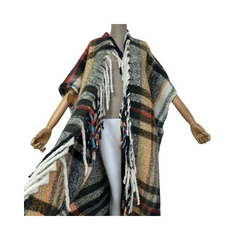 Plaid Poncho Cardigan  - WINI