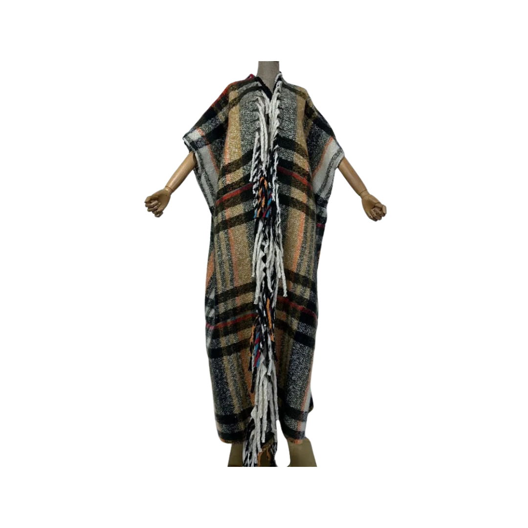 Plaid Poncho Cardigan  - WINI