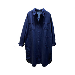 Solid Cotton Long Denim Shirt