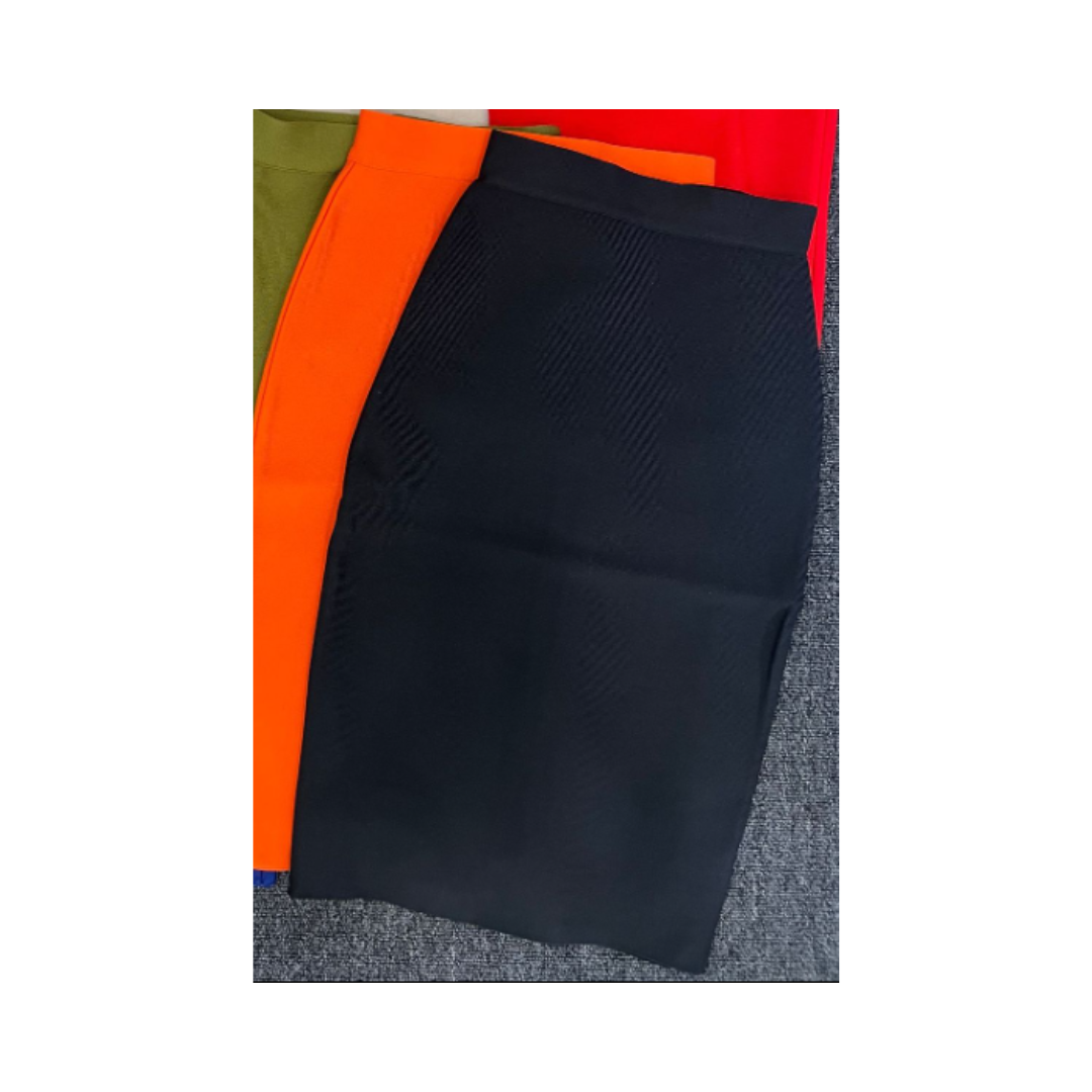 Solid Bandage Midi Skirt