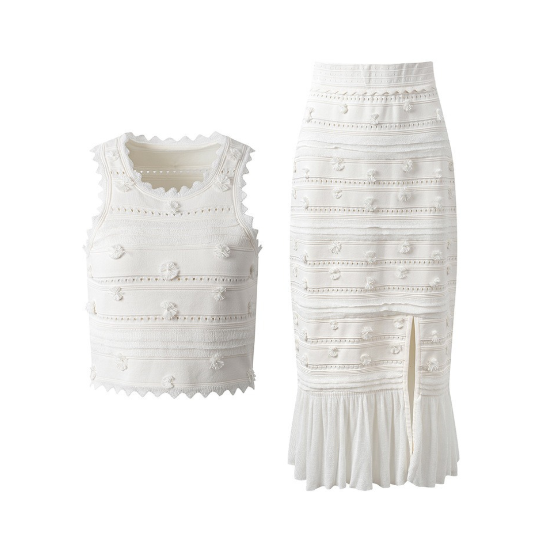 Ruffled Edge Tank Top + Skirt Set