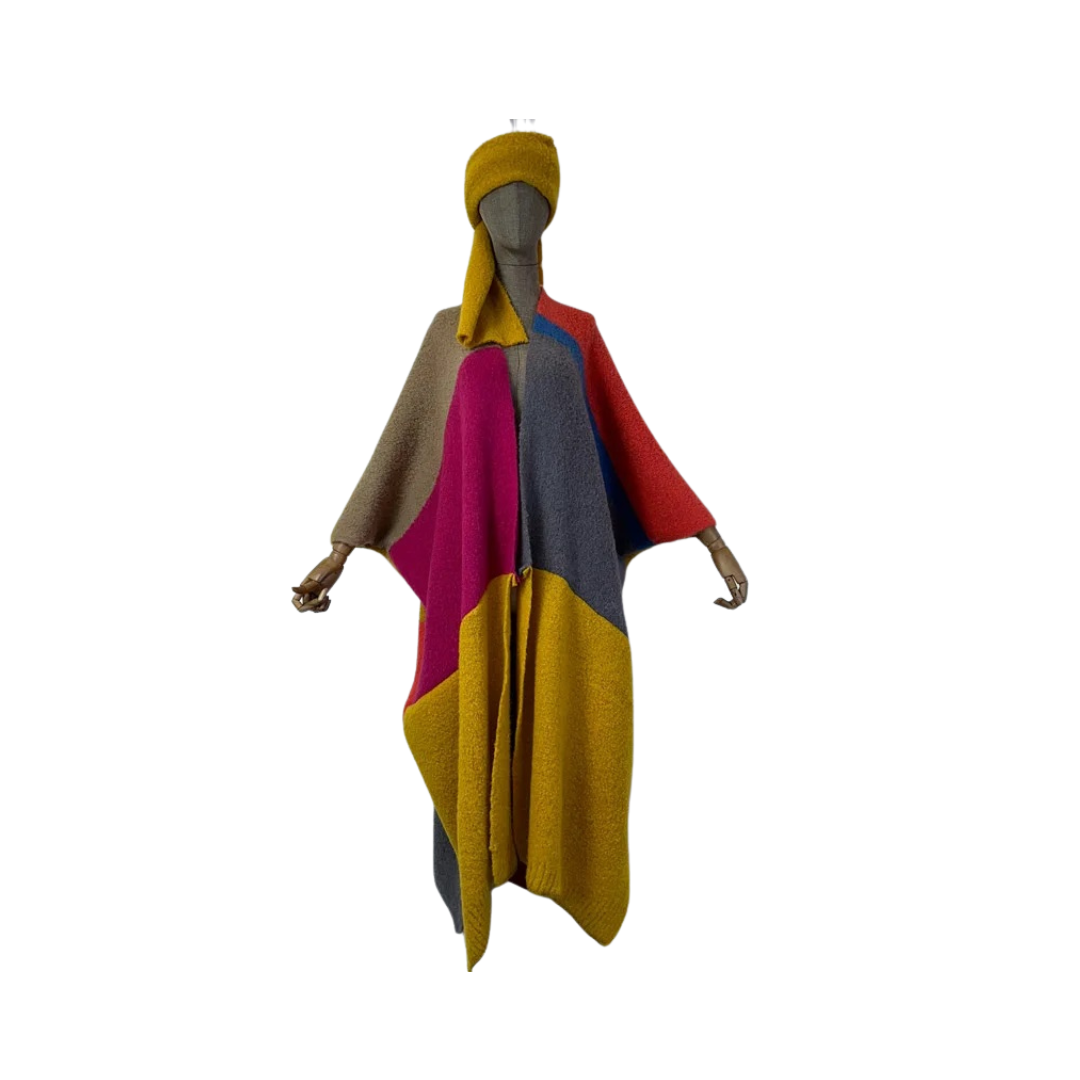 Vibrant Long Cardigan with Scarf - WINI