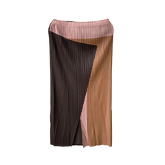 Casual Pleated Folded Front Patchwork Skirt