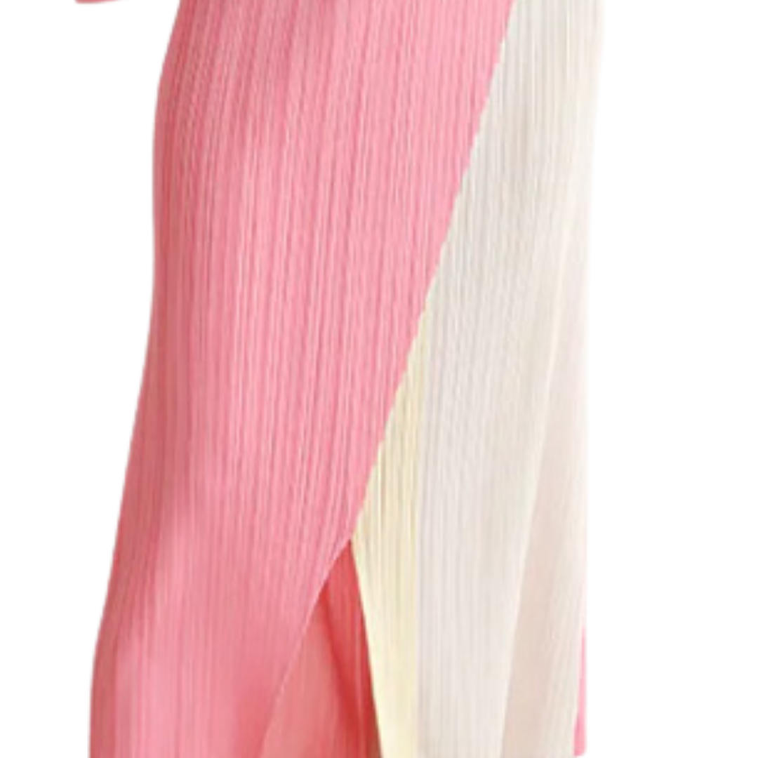 Casual Pleated Folded Front Patchwork Skirt