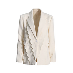 Solid Spliced Round Disc Suit Jacket