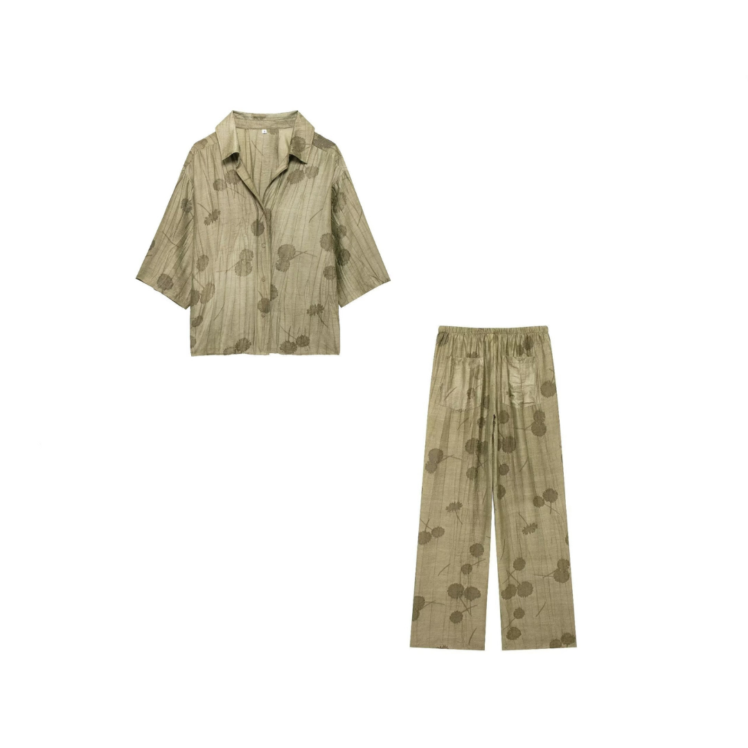 Jacquard Loose Shirt + Jacquard Pants Set