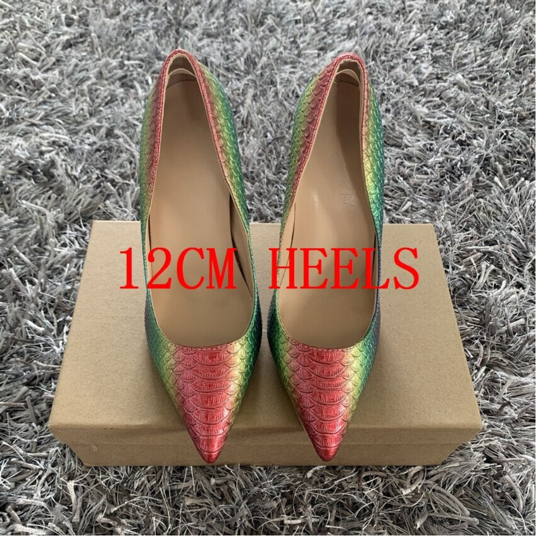 High Stiletto Snake Pattern Pointed Toe Pumps