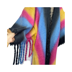 Vibrant Fringed Poncho Cardigan - WINI