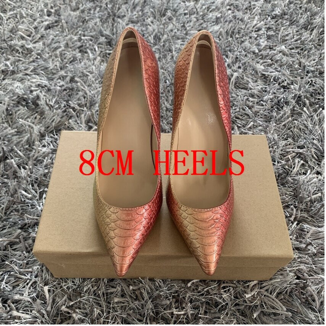 High Stiletto Snake Pattern Pointed Toe Pumps