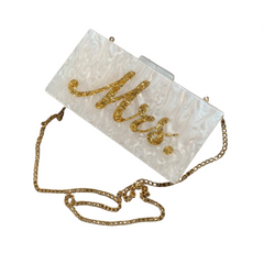 Mrs Letter Bridal Marble Shoulder Chain Handbag