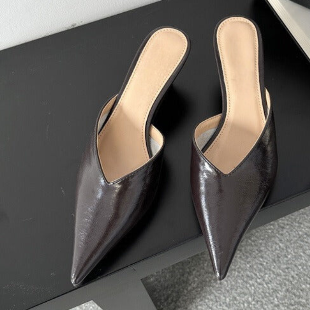 Pointed Toe Low Heel Stiletto Mule Pumps