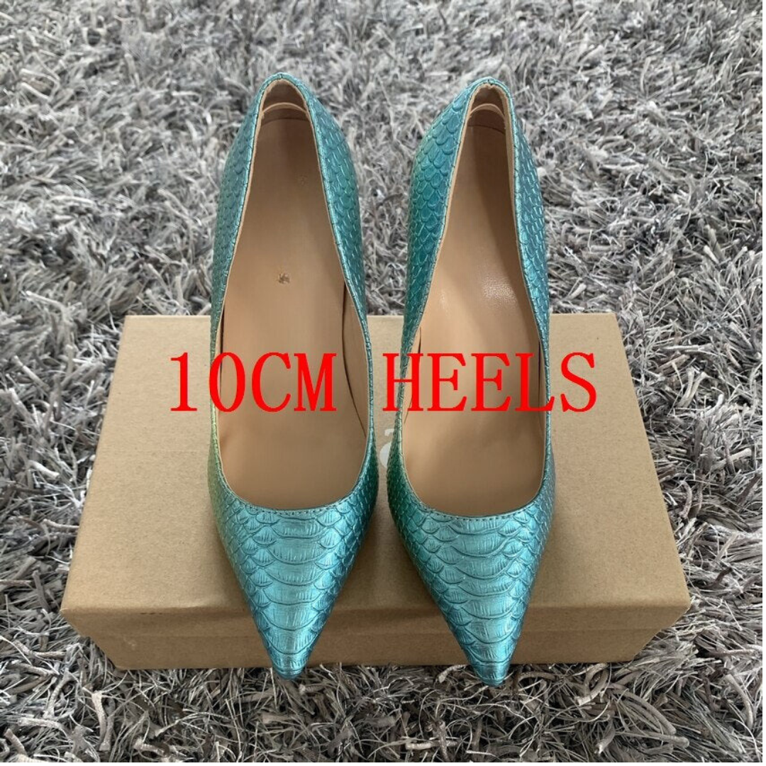 High Stiletto Snake Pattern Pointed Toe Pumps