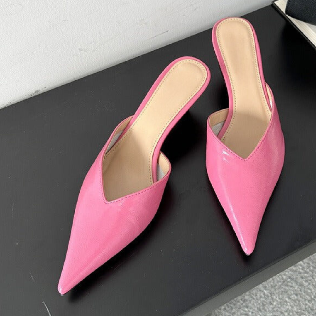 Pointed Toe Low Heel Stiletto Mule Pumps