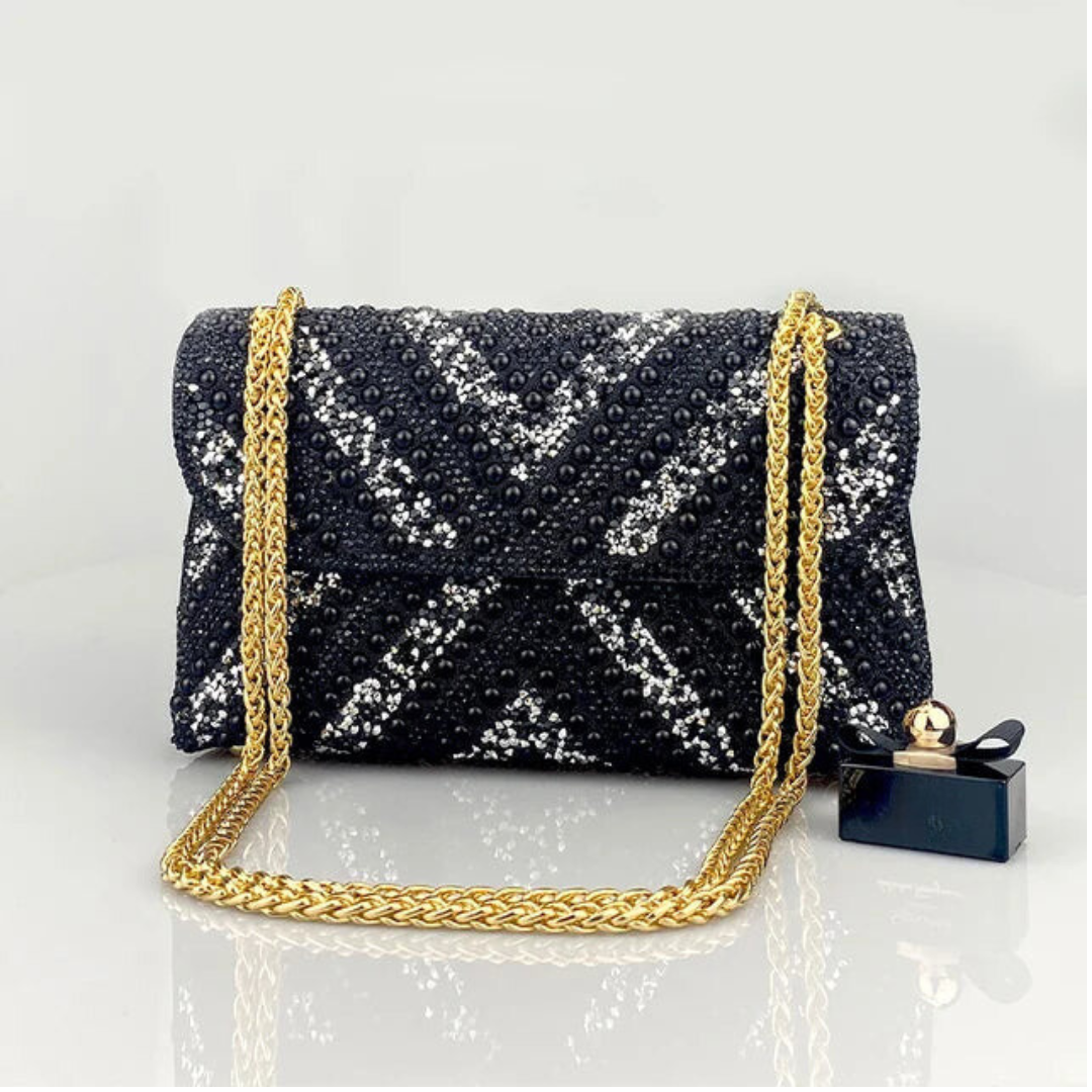 Water Diamond Pearl Inlaid Chain Handheld Bag