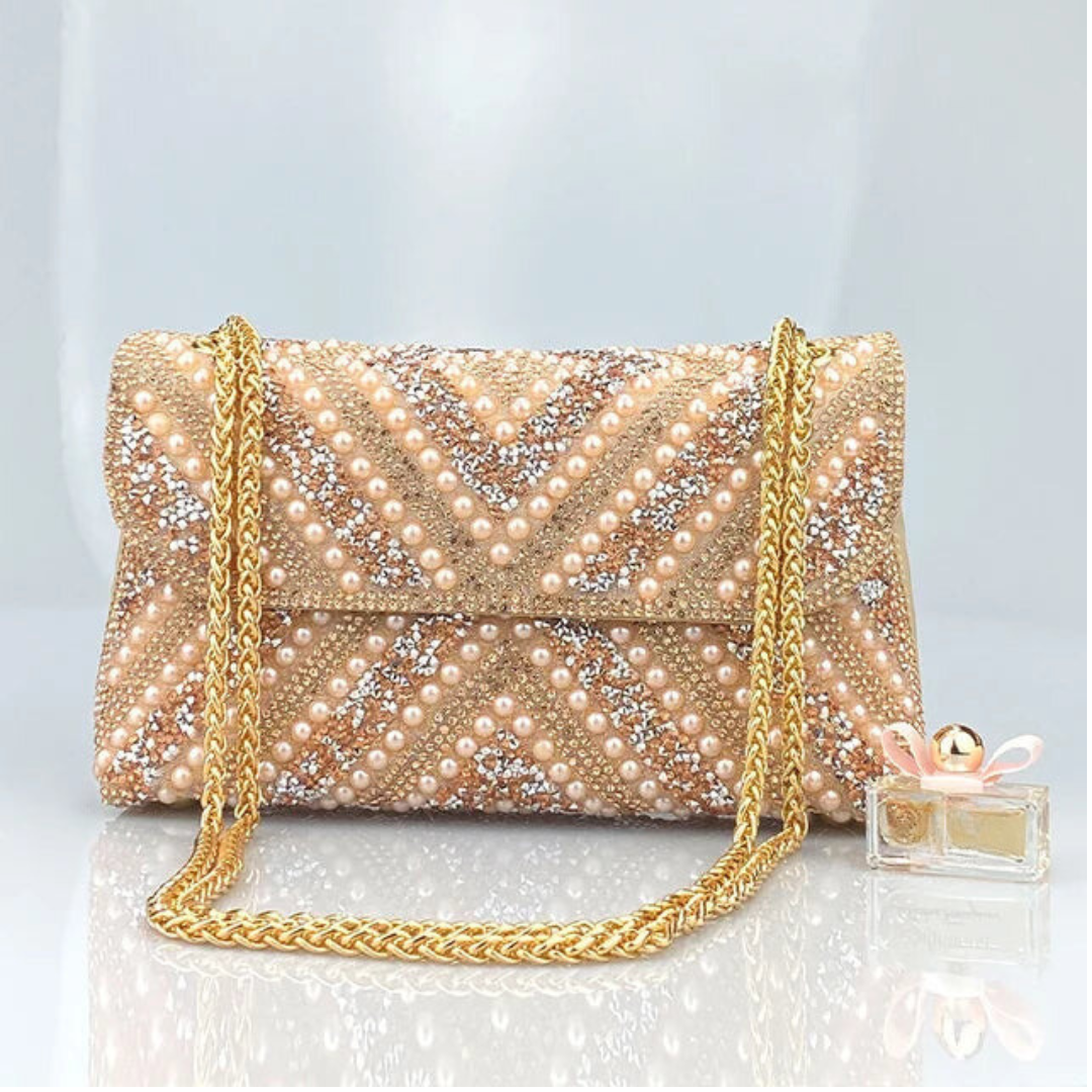 Water Diamond Pearl Inlaid Chain Handheld Bag