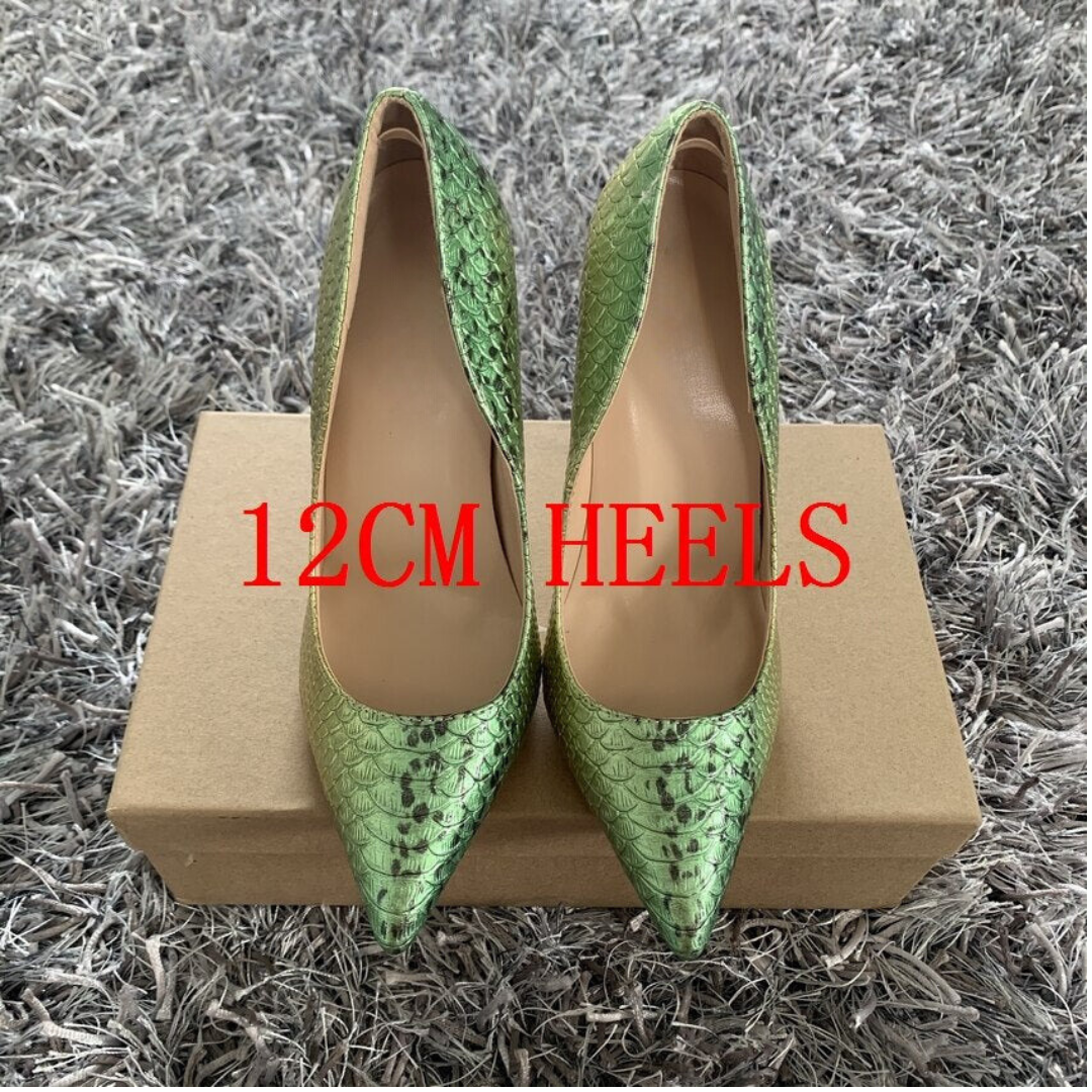 High Stiletto Snake Pattern Pointed Toe Pumps