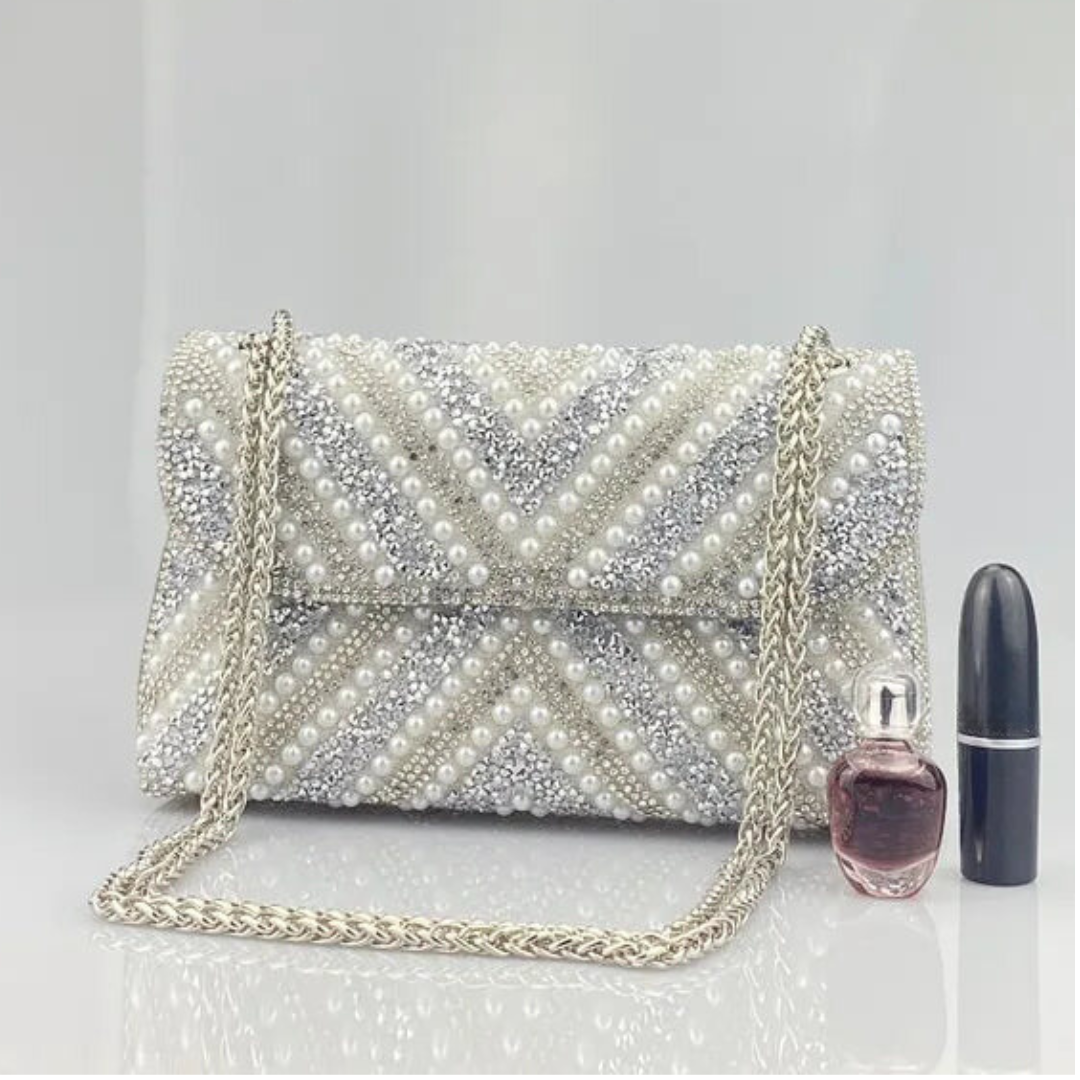 Water Diamond Pearl Inlaid Chain Handheld Bag