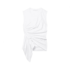 Irregular Ruched Slim Fit Sleeveless T-Shirt