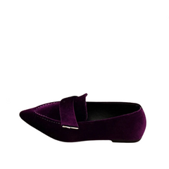 Pointed Toe Velvet Casual Loafers