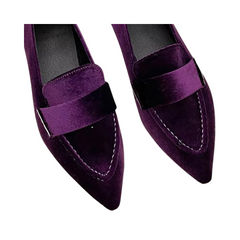 Pointed Toe Velvet Casual Loafers