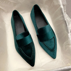Pointed Toe Velvet Casual Loafers