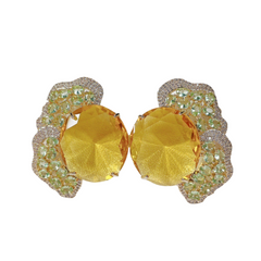 Geometric Irregular Colored Zirconium Petals Earrings