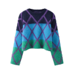 Casual Rhombus Knit Sweater