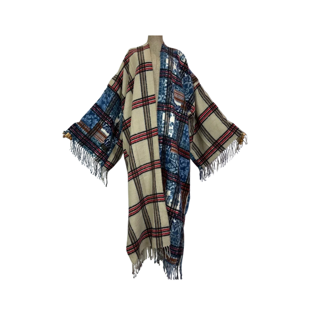 Chic Plaid Fringed Cardigan - WINI