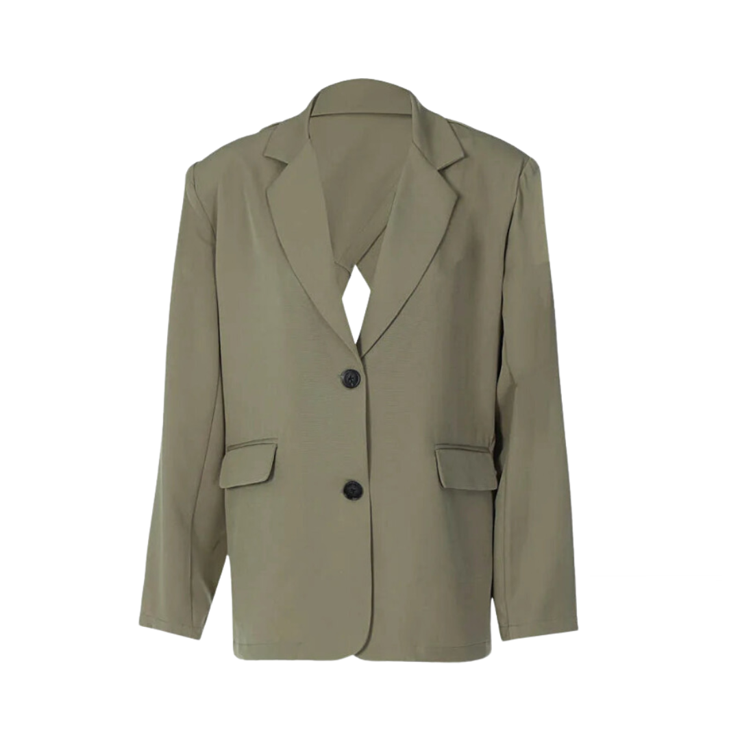 Open Back Long Sleeved Casual Loose Suit Jacket