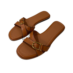 Cross Strap Buckle Slippers