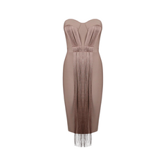 Strapless Fringe Hip Wrapped Dress