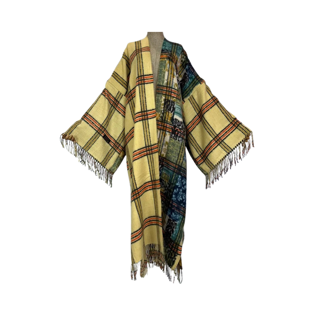 Chic Plaid Fringed Cardigan - WINI