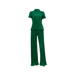 Casual Pleated Short Sleeve + Pleated Mop Pants