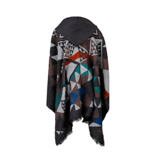 Hooded Cape Plaid Knitted Shawl Scarf