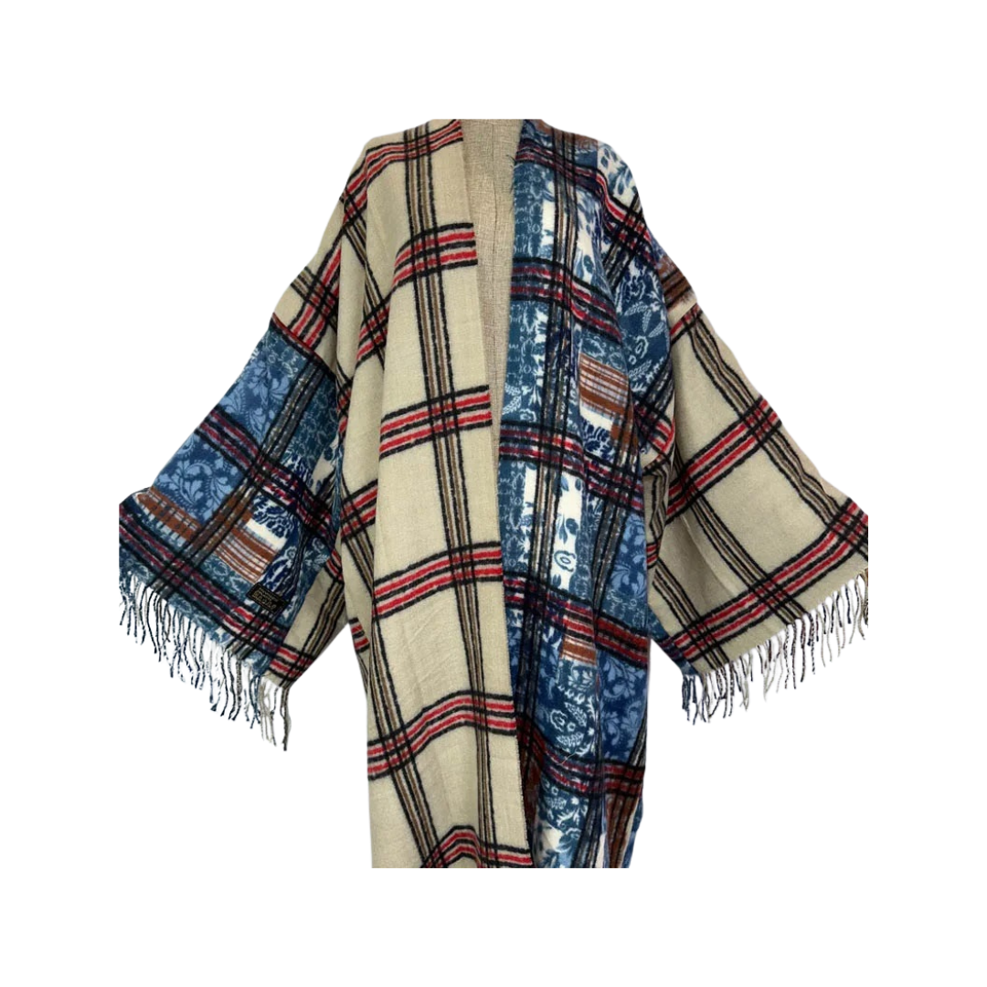 Chic Plaid Fringed Cardigan - WINI