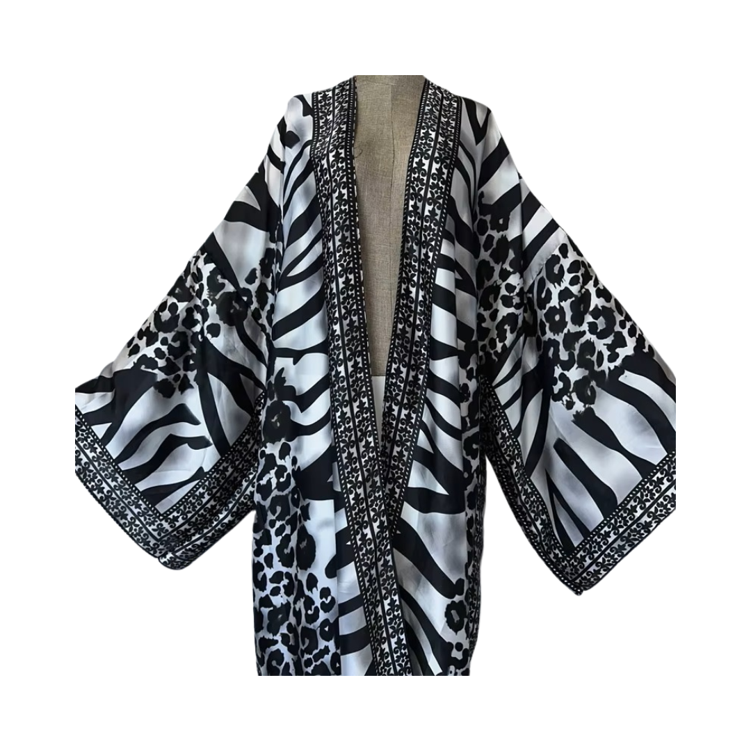 Cozy Silk Zebra Print Maxi Cardigan - WINI