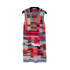 Plaid U-Neck Sleeveless Knit Dress