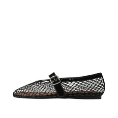 Round Toe Fish Mesh Hollow Ballet Shoes