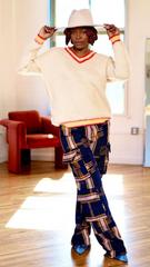 Contrast Color Trimmed Woolen Sweater