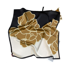 Elegant Floral Mulberry Silk Square Scarf