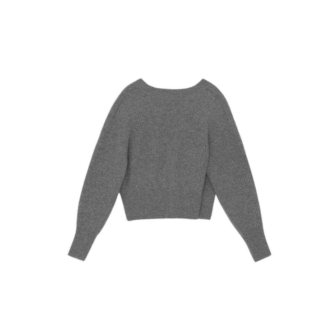 Solid Gray Knitted Wrap Cardigan
