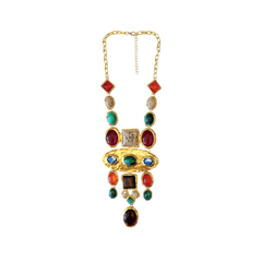 Pre Order:  Baroque Geometric Gemstone Long Necklace