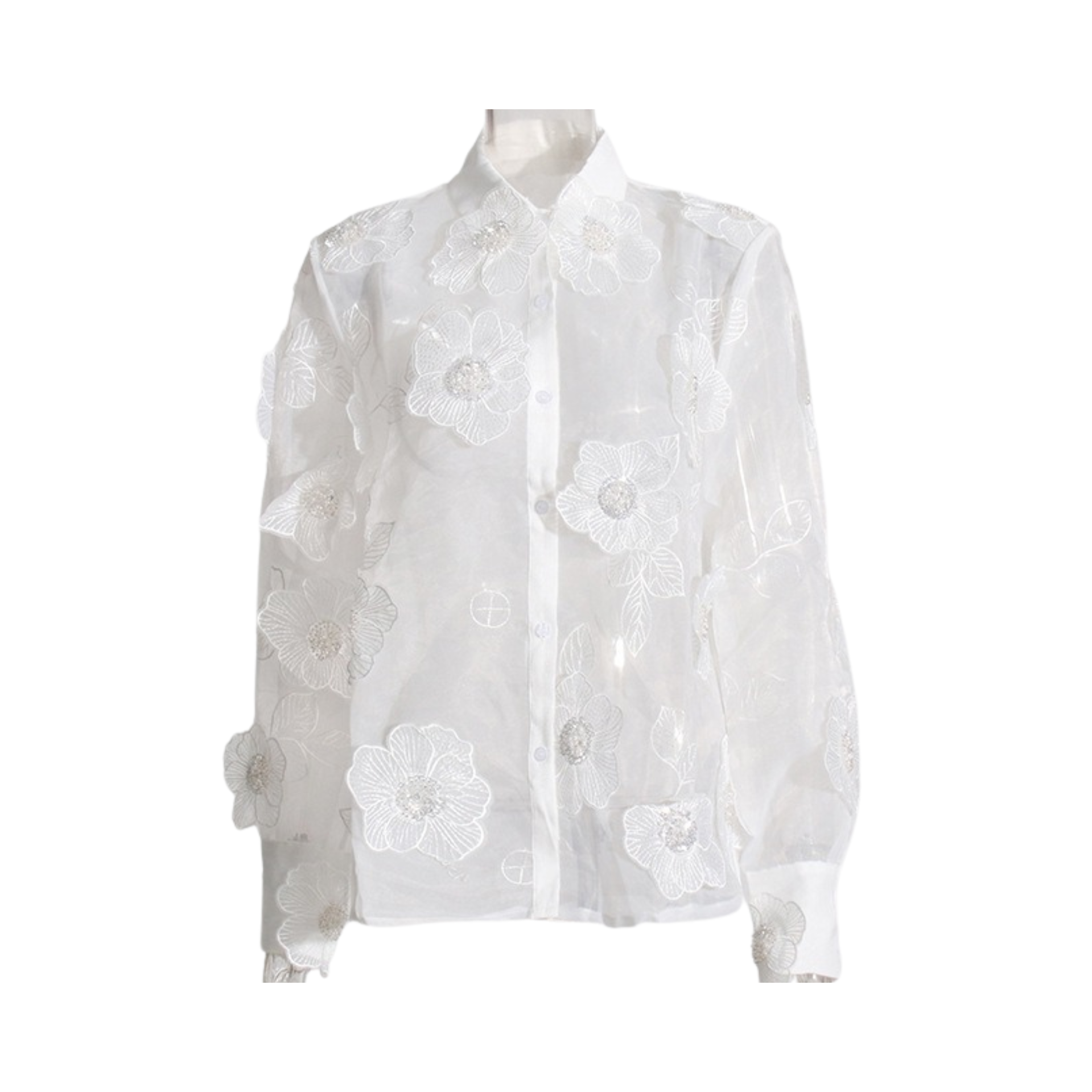 3D Flowers Organza Blouse