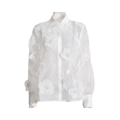 3D Flowers Organza Blouse